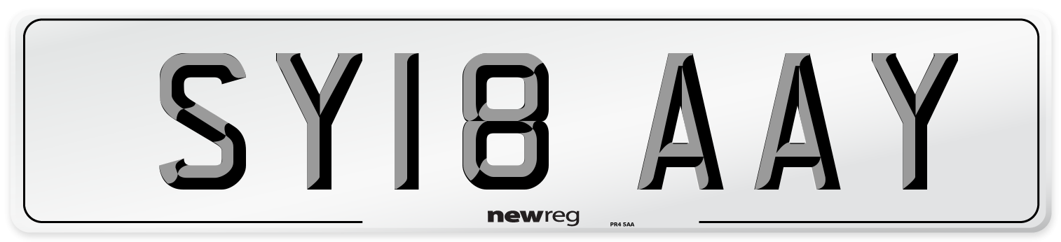 SY18 AAY Number Plate from New Reg
